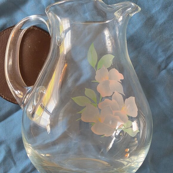 Crystal Clear Industries Vintage Etched, Frosted Crystal Pitcher- 2Qt Capacity - Picture 5 of 5
